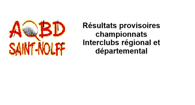 Résultats provisoires Interclubs
